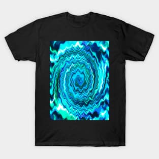 Blue And Green Groovy Swirl Abstract Art T-Shirt